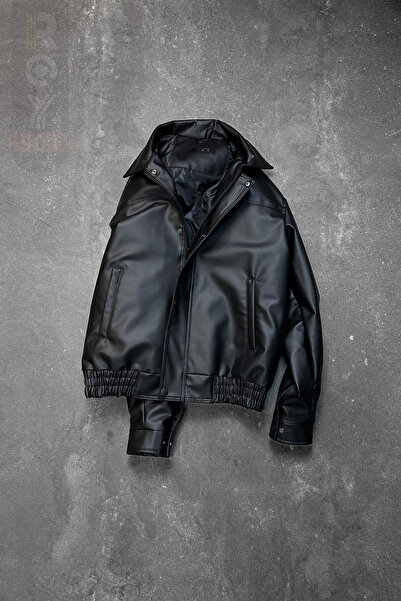 ROY501 Men's Bomber Leather Jacket Boomer Leather Jacket Men's Winter Jacket ...