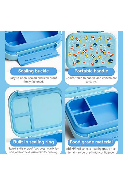 Twisoo Kids Bento Lunch Box – Leak-Proof 3-Compartment Snack Container with Removable Dividers, BP