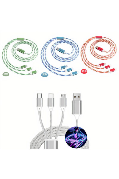 JML 3 in 1 data cable 1 m USB type C, Micro USB, iPhone with multicolor and TPE protective film