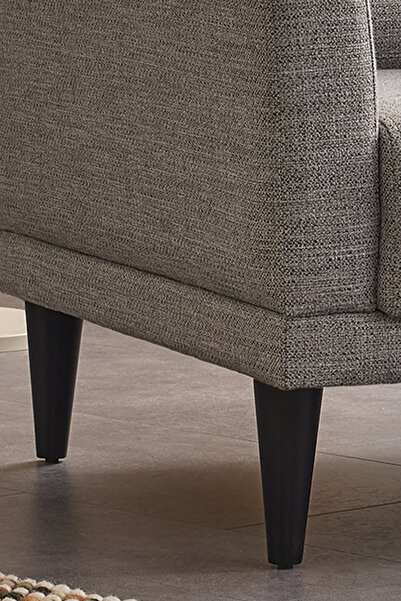 Enza Home Loreto Plus Berjer, Keten Dokulu - Koyu Gri