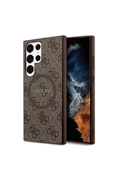 Guess Husă pentru Samsung Galaxy S24 Ultra, Colecția 4G din piele MagSafe - Maro