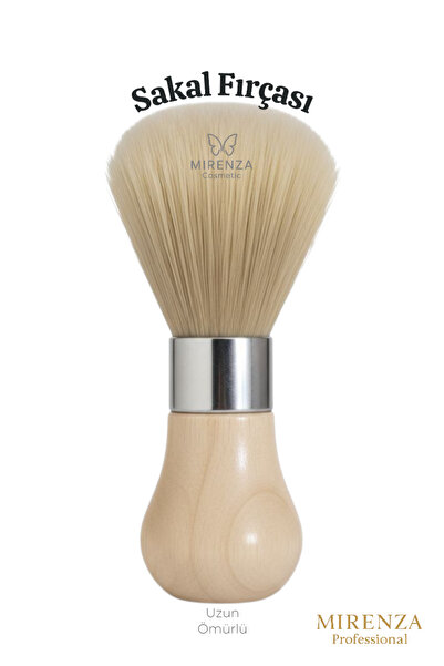 mirenza cosmetic Βούρτσα ξυρίσματος για γένια με ξύλινη λαβή τύπου Barber