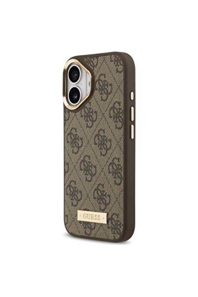 Guess Θήκη για iPhone 17, Σκληρή θήκη με λογότυπο 4G, MagSafe, καφέ