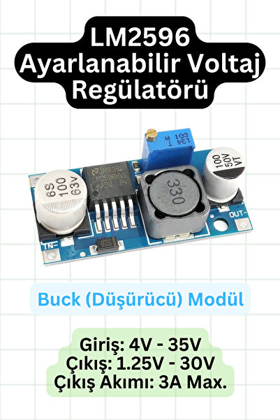 Scordion LM2596 Ayarlanabilir DC/DC Voltaj Düşürücü - Step-Down - Gerilim Düş...