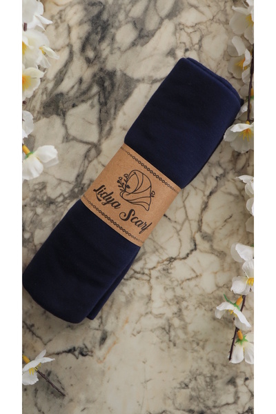Lidya Şal Soft Textured Combed Cotton Shawl Headscarf Hijab - Navy Blue
