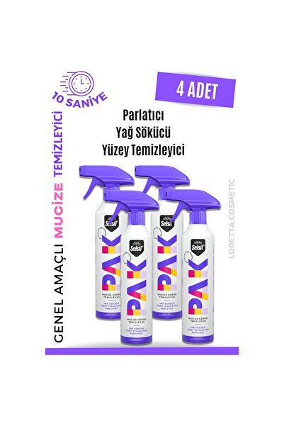 Selsil Pak 4 'lü 500 ml Mucize Köpük Temizleyici Sprey Yağ Sökücü, Parlatıcı
