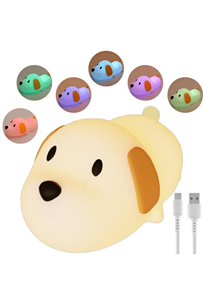 PROUDANKA LED night light, multicolor, child-safe, soft silicone, rechargeable, puppy