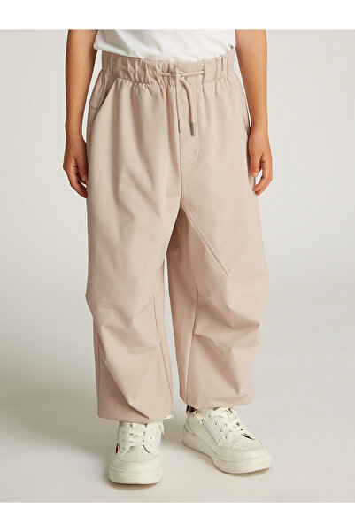 Calvin Klein Boys Chateau Gray Logo Detail Drawstring Waist Parachute Pants