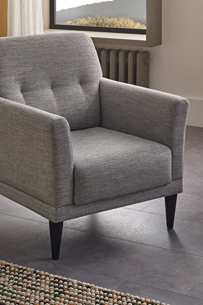 Enza Home Loreto Plus Berjer, Keten Dokulu - Koyu Gri