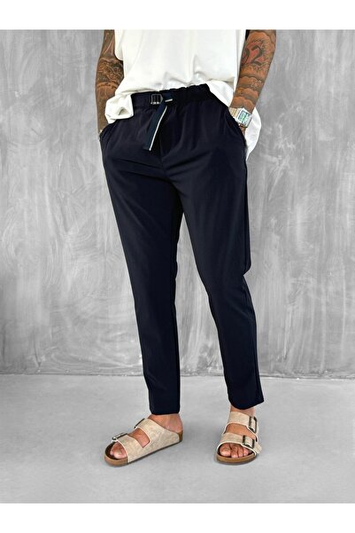 ablukaonline Erkek Beli Lastikli Tecno Kumaş Slim Fit Pantolon Lacivert