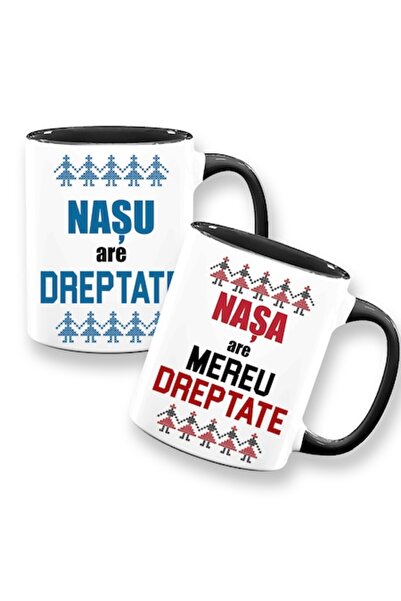 OEM Set 2 căni personalizate cu mesajul: „Nașul are dreptate, nașa are întotd...