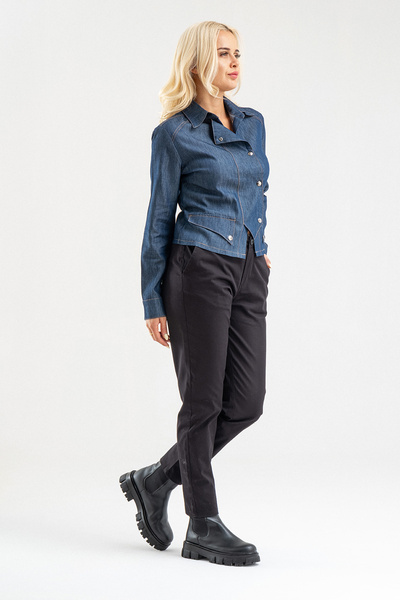 Bold & Young Women's Blue Buttoned Pocket Jean Shirt