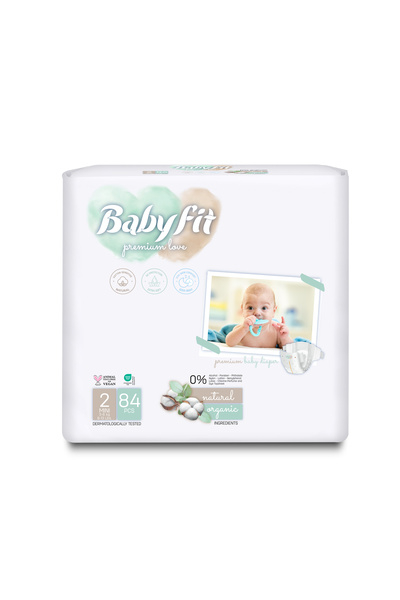 babyfit حفاضات بيبي فيت الطبيعية الخالية من الكحول - عبوة جامبو - مقاس 2 (84)...
