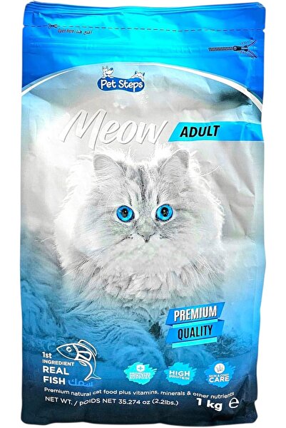 Pet Steps Meow Adult Cat Food Real Fish Dry 1kg 12 Pcs