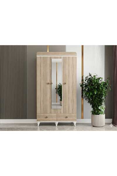 PATİKO PERA AYNALI 3 KAPAKLI İKİ ÇEKMECELİ DOLAP/GARDIROP
