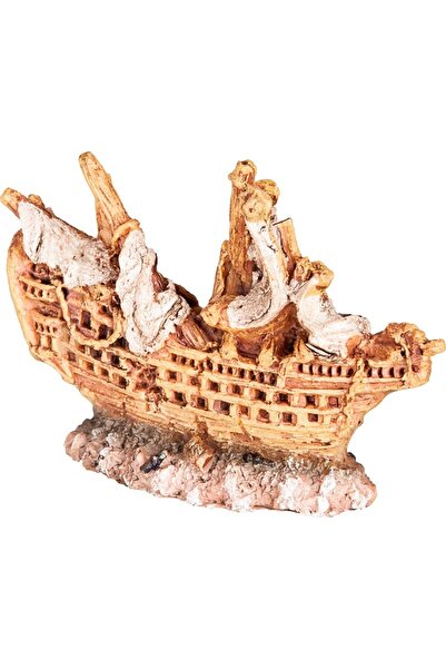 HAPPET Decor Pentru Acvariu, Nava Naufragiata, 6.5x2.5x4.5 cm, R102