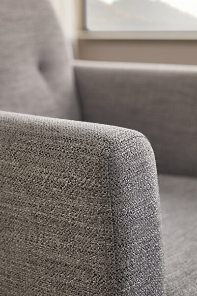 Enza Home Loreto Plus Berjer, Keten Dokulu - Koyu Gri