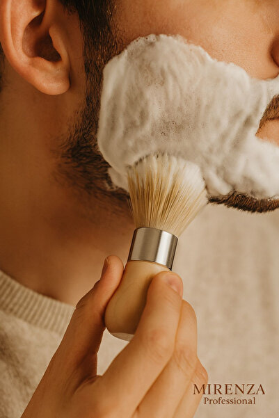 mirenza cosmetic Βούρτσα ξυρίσματος για γένια με ξύλινη λαβή τύπου Barber