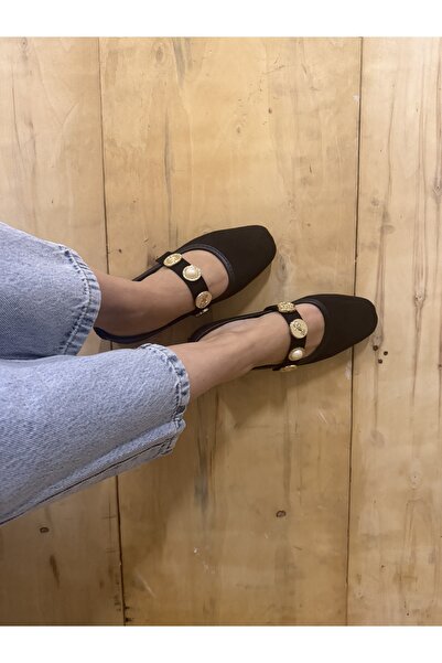 ZEZY Kadın Süet Tokalı Babet Ayakkabı