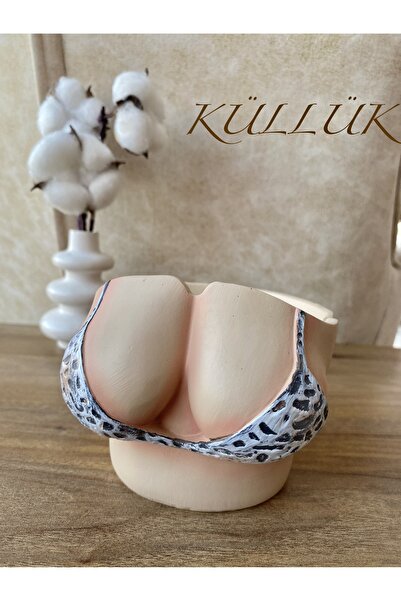 Royal Dekoratif Kadın Yarım Vücut Göğüs Figürlü Küllük Kül Tablası 10x8 cm Ev...