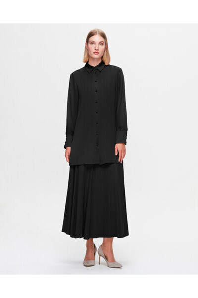 MISS DALIDA T25K-3001 Cupro Siyah Gömlek