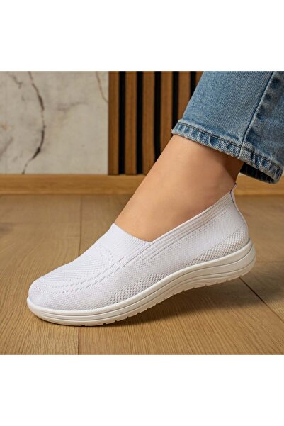 Modlet.ro Women's white perforated low-soled sports espadrilles MOD13056