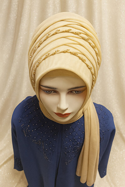 Ergül Duvak Duvak,Hazır Duvak,Düğün,Hazır şal,Hazır türban,Abiye şal,Sünnet,Nişan,Simsiz Gold İki Sıra İşlemeli