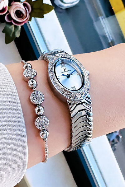 Daniel Klein Original Oval Case Women's Wristwatch, Waterproof Silver Color Steel Band - Bracelet Gift Dkby2051C5