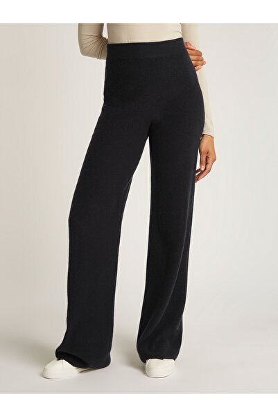 Calvin Klein Women Black Soft Wool Wide Leg Pants
