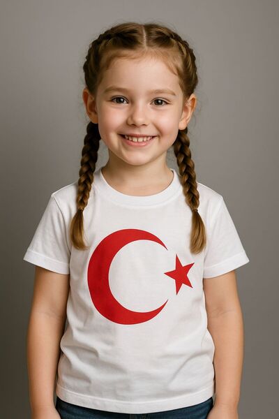 Luqqa Baby&Kids 6-8-10-12-14 Kız-Erkek Türk Bayraklı T-shirt