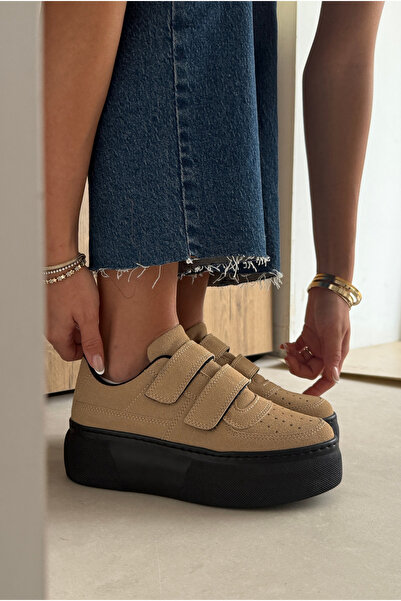 Mupa Shoes Women's Sneakers Beige Suede