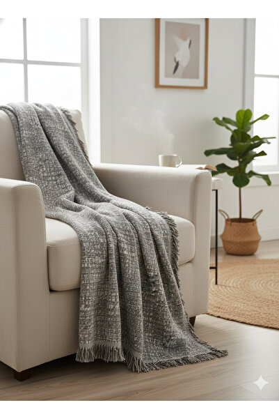 YUVAM CONCEPT Kaymaz Saçaklı Jakarlı Koltuk Kanepe Çekyat Örtüsü Tiftiklenme Yapmaz 180x220 cm