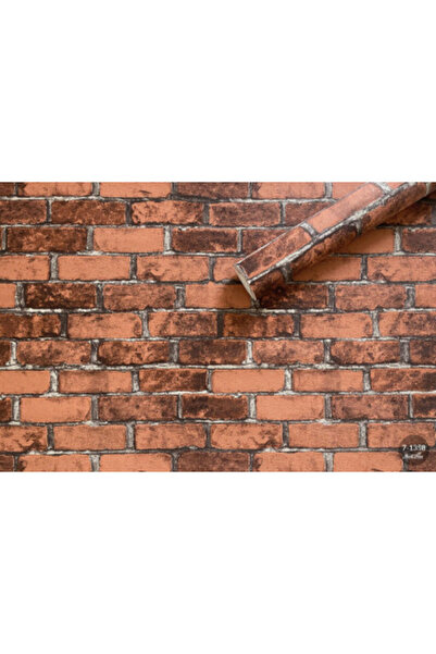 vinil Tapet dormitor premium, maro, model Caramida