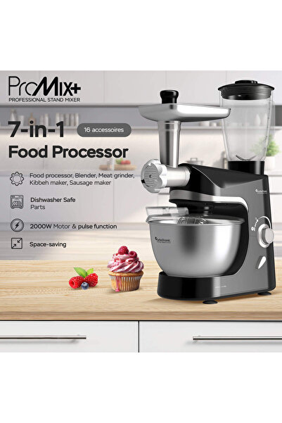 TurboTronic TurboTronic food processor, meat grinder, blender, 3 in 1, 2000 W, 10 speeds, 5 l bowl