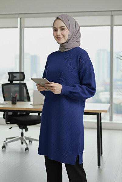 FERHEL Tunica pulover din tricot din fire moale cu modele florale