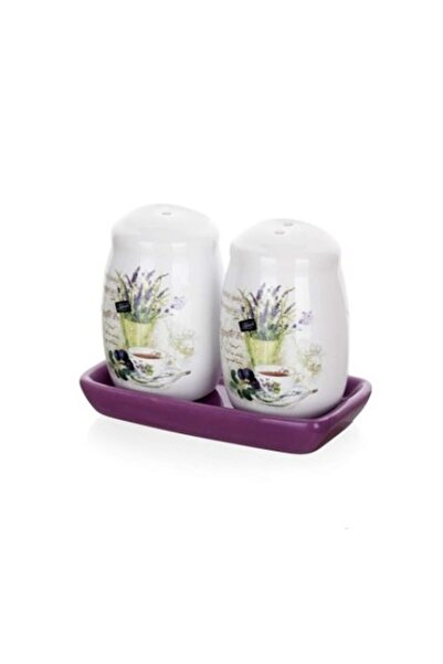 BANQUET Set 2 x Solnițe și pipernițe cu suport ceramic lavandă 12 cm
