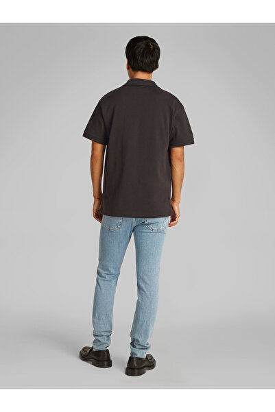 Calvin Klein Men Black Short Sleeve Woven Label Polo T-Shirt