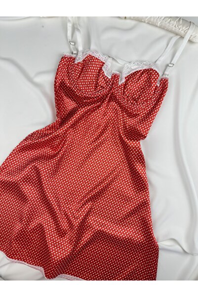 ROZENİN LINGERIE Balenli Saten Ayarlanabilir Askılı Dantelli Gecelik (BABYDOLL)