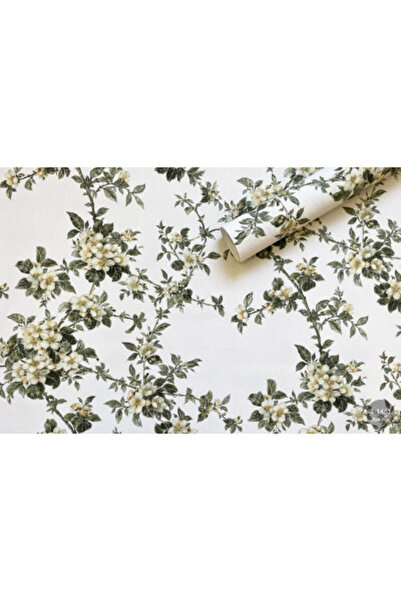 vinil Tapet floral pentru dormitor, verde lapte, model Sakura