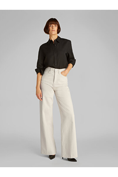 Calvin Klein Women Denim Light Ecru High Rise Wide Jeans