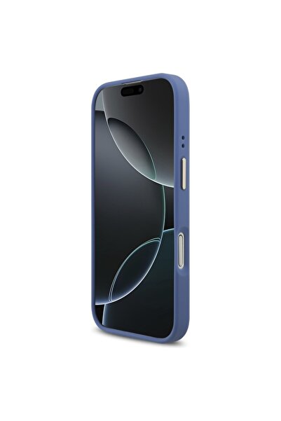 Guess Θήκη για iPhone 17, 4G Strass λογότυπο με μεγάλο λουράκι, μεταλλικό κουμπί MagSafe, λεπτή προστασία, μπλε