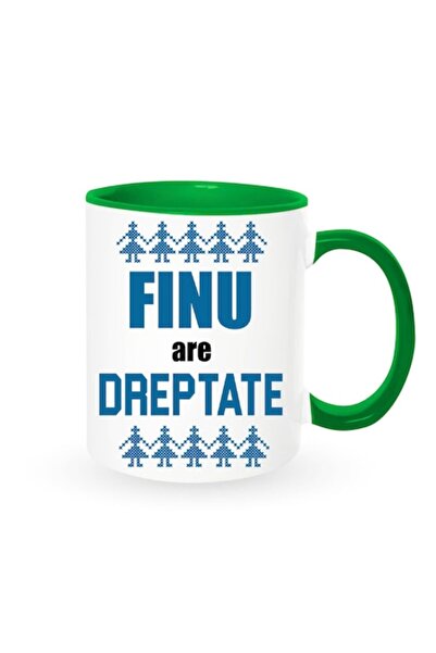 OEM Personalized Mug with Message: 'Finu is Right', Betaprint, Traditional Designs, White with Green Int