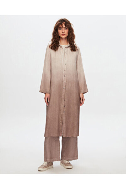 MISS DALIDA T24Y-3000 Degradeli Uzun Keten Gömlek MİNK