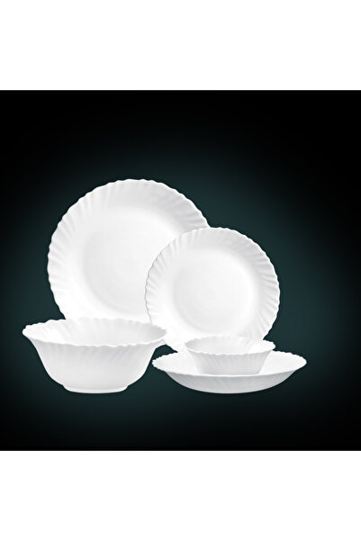 Cuisine Art CuisineArt ORA MIA 18Pc White Opalware Dinnerset - 4 Plates, QuarterPlates, SoupBowls&2 ServingBowls