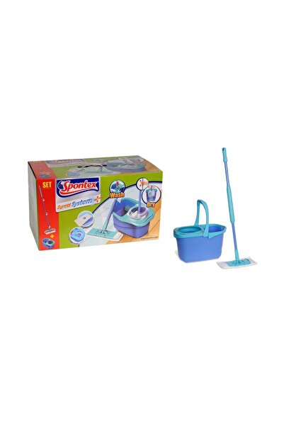 Spontex Mop, with telescopic handle with 360 wringing system and bucket with separator, blue color