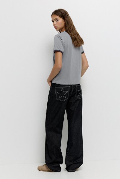 Pull & Bear Ribbed T-shirt with number