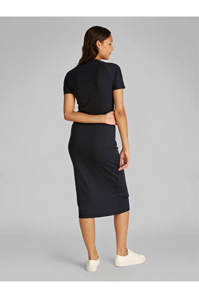 Calvin Klein Women Black Liquid Touch Crew Neck Slim T-Shirt Dress