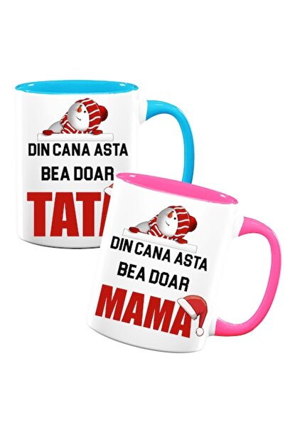 OEM Set 2 căni personalizate cu mesajul: „Doar tata/mama bea din această cană...