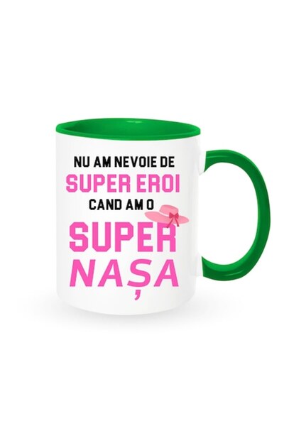 OEM Cană personalizată cu mesaj: „Super Nasa”, Betaprint, design roz, alb cu ...