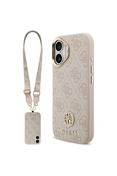 Guess Θήκη για iPhone 17, 4G Strass λογότυπο με μεγάλο λουράκι, μεταλλικό κου...